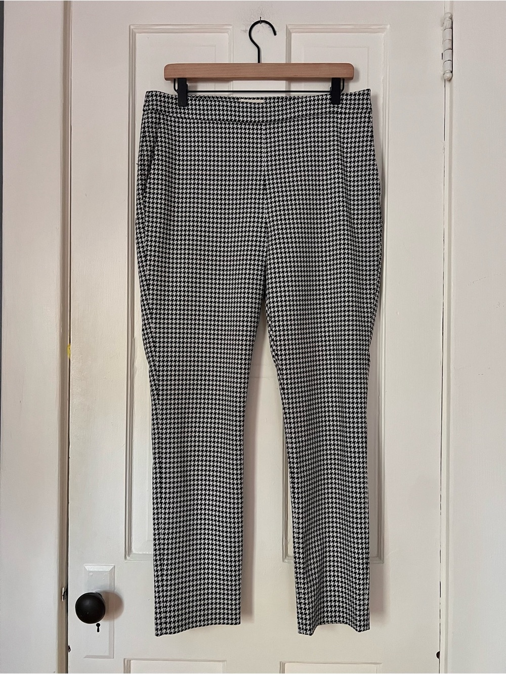 Sezane Clara Trousers Black and White Houndstooth